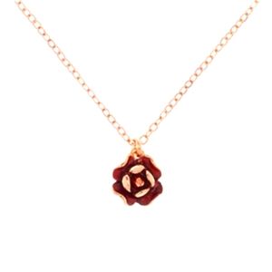 Ted Baker Elliana BURGUNDY Enamel Rose Pendant Necklace